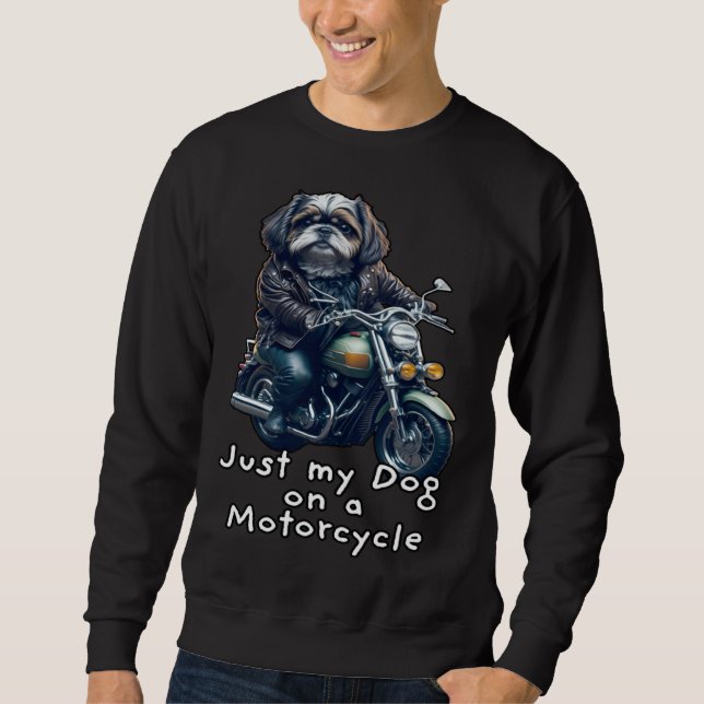Sweatshirt Cute Shih Tzu ride on a motorcycle  Christmas  1 (Devant)