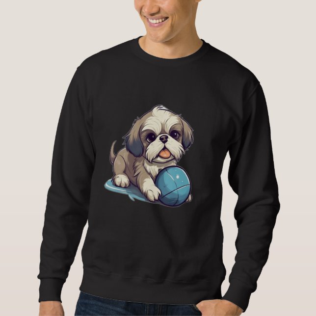 Sweatshirt Cute Shih Tzu With Blue Ball for Dog (Devant)
