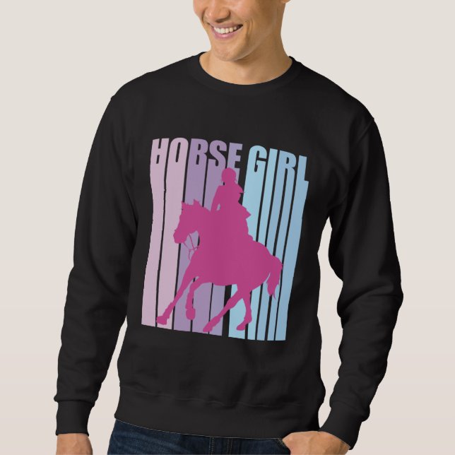 Sweatshirt Cute Silhouette Horseback Rider Riding Funny Horse (Devant)