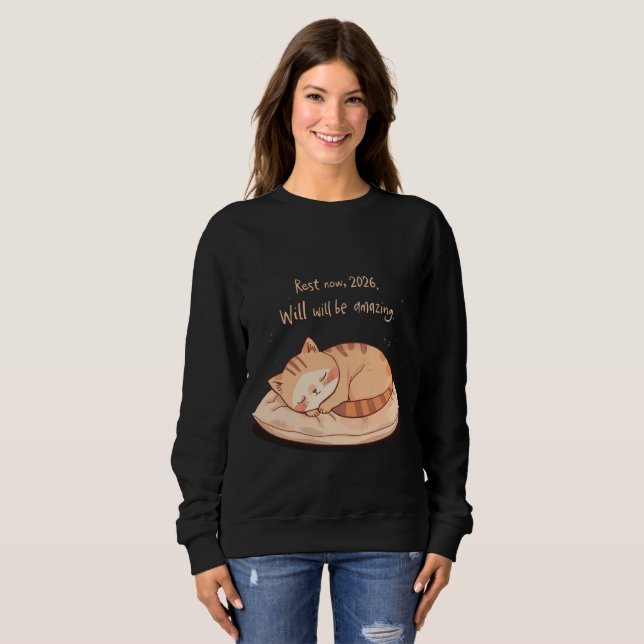 Sweatshirt Cute Sleeping Cat Shirt – Relaxing New Year Gift  (Devant entier)