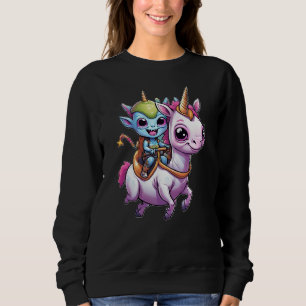 Sweatshirt Cute Space Alien équitation licorn drôle UFO