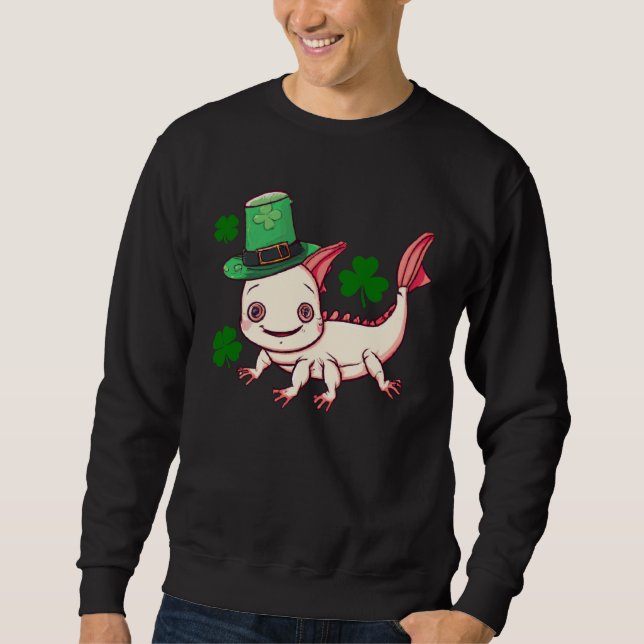 Sweatshirt Cute St Patrick s Day baby Axolotl Lucky green c (Devant)