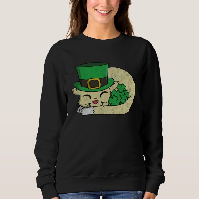 Sweatshirt Cute  St Pattys Day  For Girls Cat (Devant)