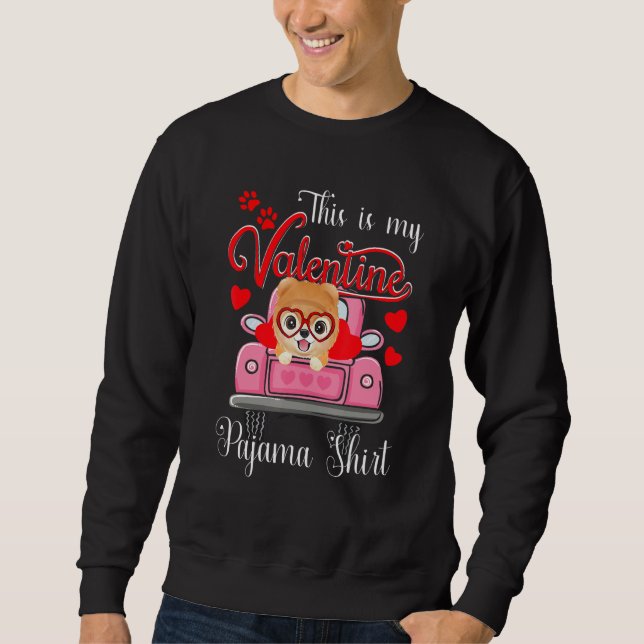 Sweatshirt Cute This Is My Valentine Pajama Akita Dog Puppy (Devant)
