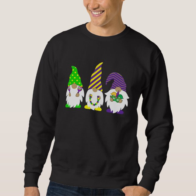 Sweatshirt Cute Three Mardi Gras Gnomes Mardi Gras With My Gn (Devant)