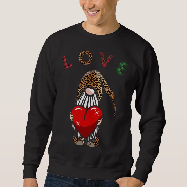Sweatshirt Cute Tomte Valentine Gnome Leopard Laid Texte Ente (Devant)