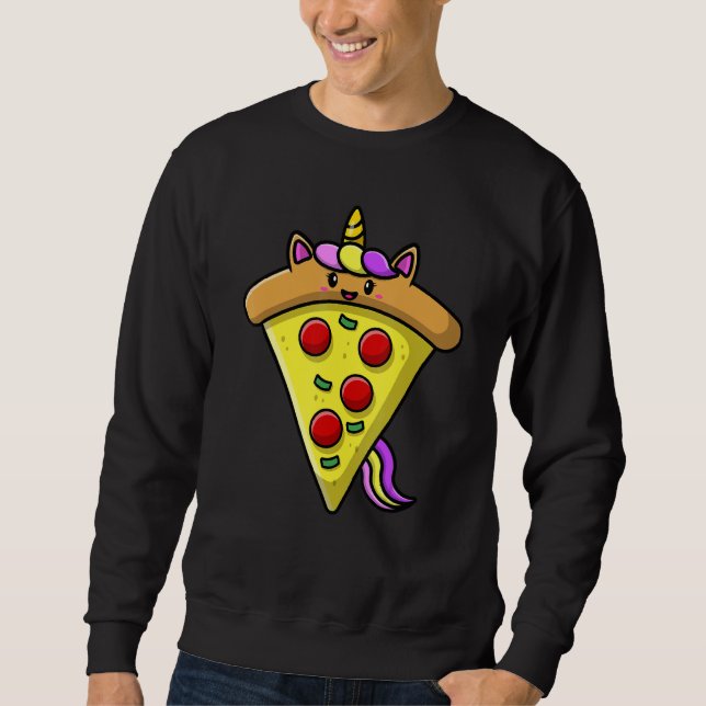 Sweatshirt Cute Unicorn Pizza     Foodie Girls Women (Devant)