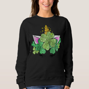 Sweatshirt Cute Unicorn Shamrock Green St Patrick's Da