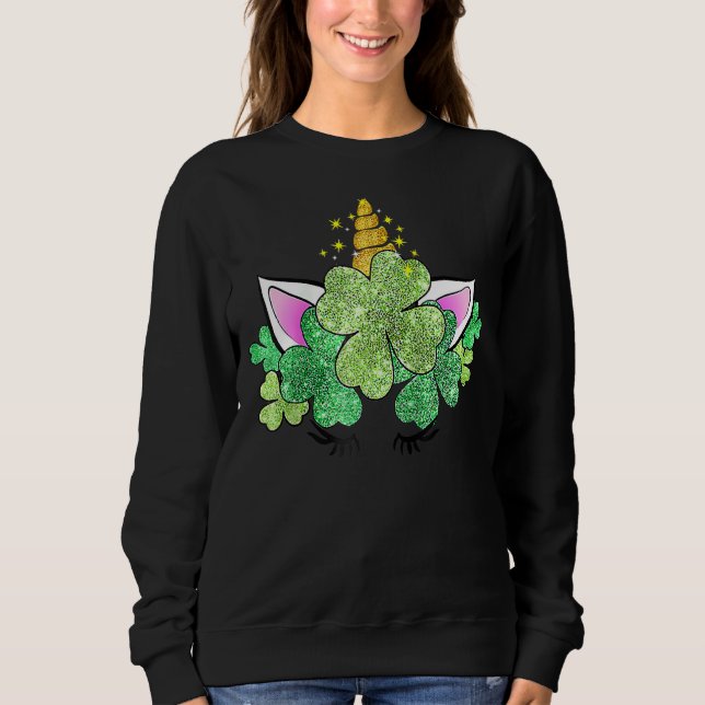 Sweatshirt Cute Unicorn Shamrock Green St Patrick's Da (Devant)