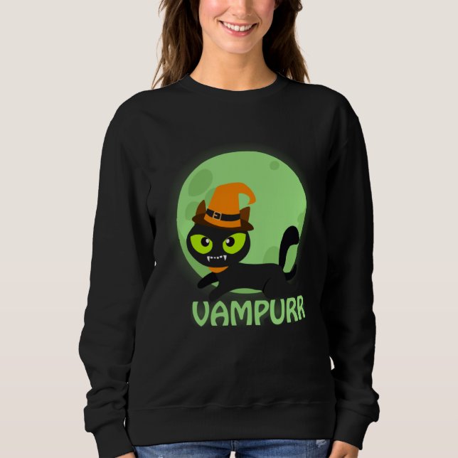 Sweatshirt Cute Vampire Cat Halloween Vampurr (Devant)