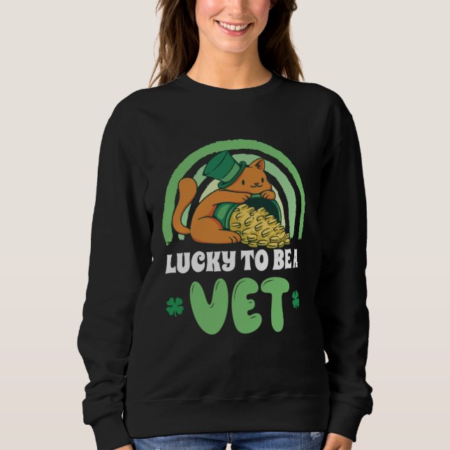 Sweatshirt Cute Veterinarian Cat Vet Tech St Patrick s Day (Devant)