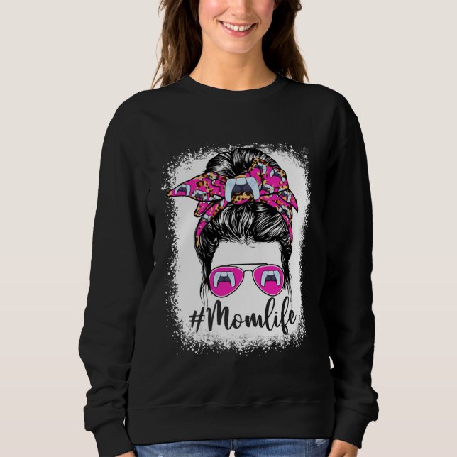 Sweatshirt Cute Video Game Mom Life Messy Bun Game Day Mother (Devant)