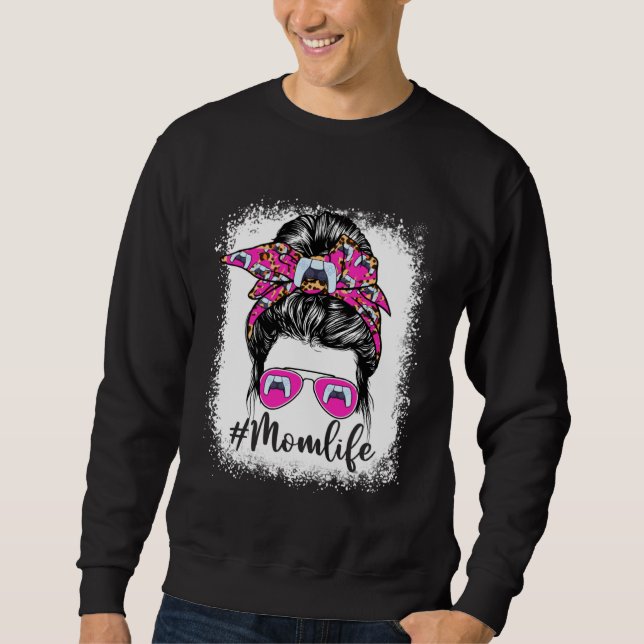 Sweatshirt Cute Video Game Mom Life Messy Bun Game Day Mother (Devant)