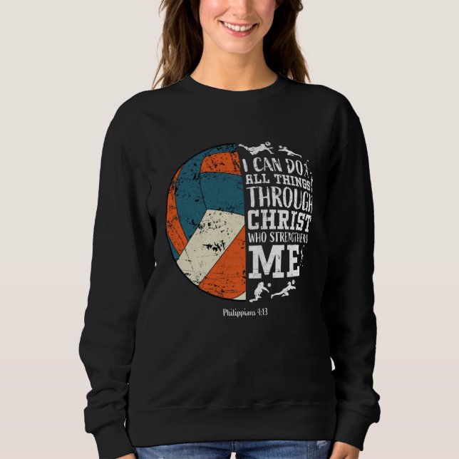 Sweatshirt Cute Volleyball  Teen Girls Women Her Philippians  (Devant)