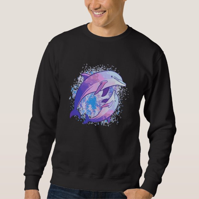Sweatshirt Cute Watercolor Dolphin Sea Animal Dolphin (Devant)