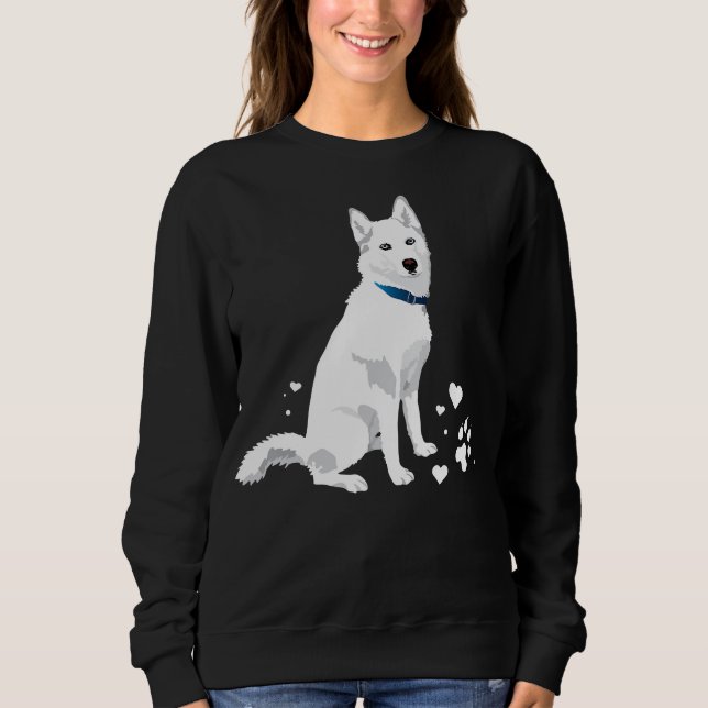 Sweatshirt Cute White Siberian Husky - Sweet White Snow Dog (Devant)