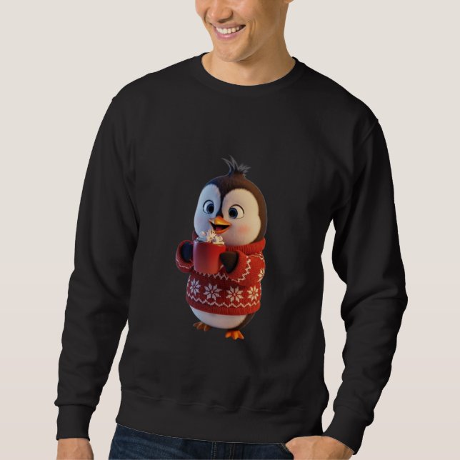 Sweatshirt Cute Winter Penguin with Whipped Cream Cocoa (Devant)