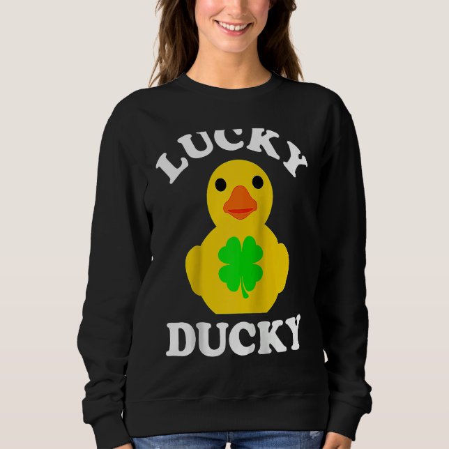 Sweatshirt Cute Yellow Rubber Duck Four Leaf C Lucky Ducky Ra (Devant)