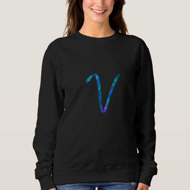 Sweatshirt Cyan Blue Violet turquoise lettre majuscule initia (Devant)
