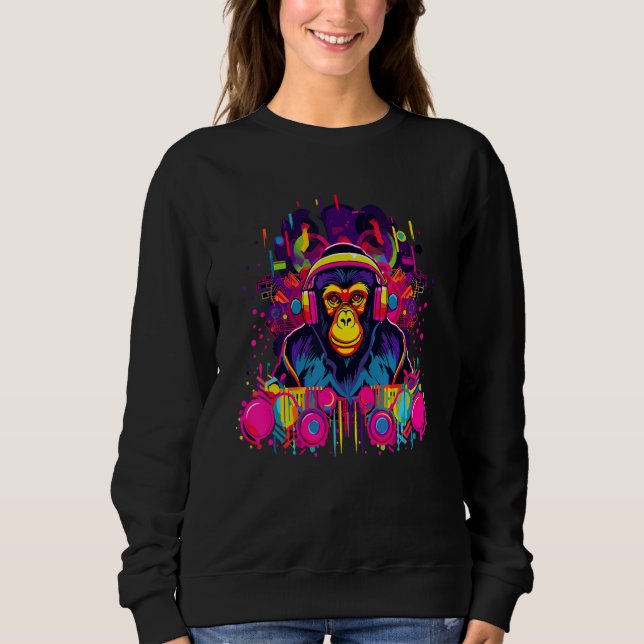 Sweatshirt Cyber Moneky DJ Rave Music Festival (Devant)