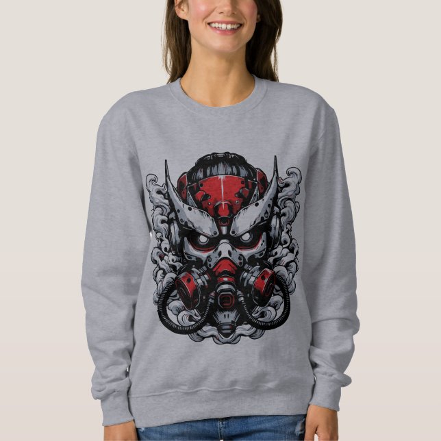 Sweatshirt Cyber Oni : Masque de Guerrier de la Fumée (Devant)