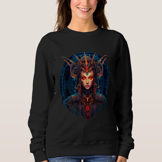 Sweatshirt Cybernetic Zodiac Maiden Cyber inspired Cosmic Bea (Devant)