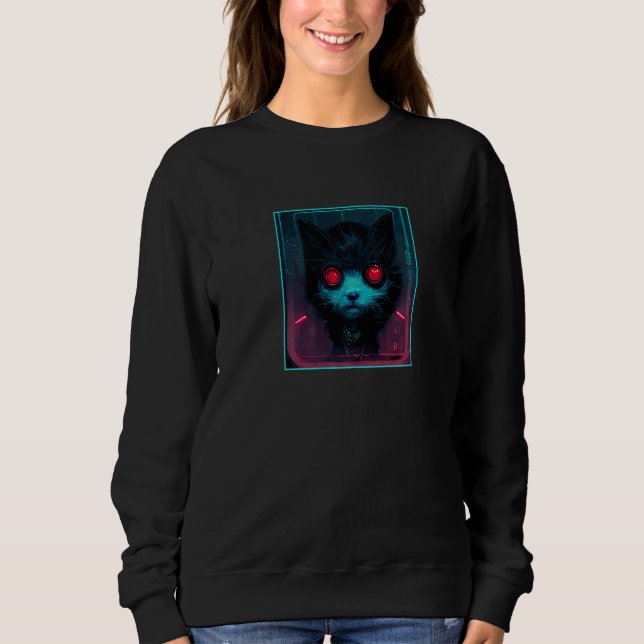 Sweatshirt Cyberpunk Aesthetic Cyborg Techno Robot Red Eyed C (Devant)