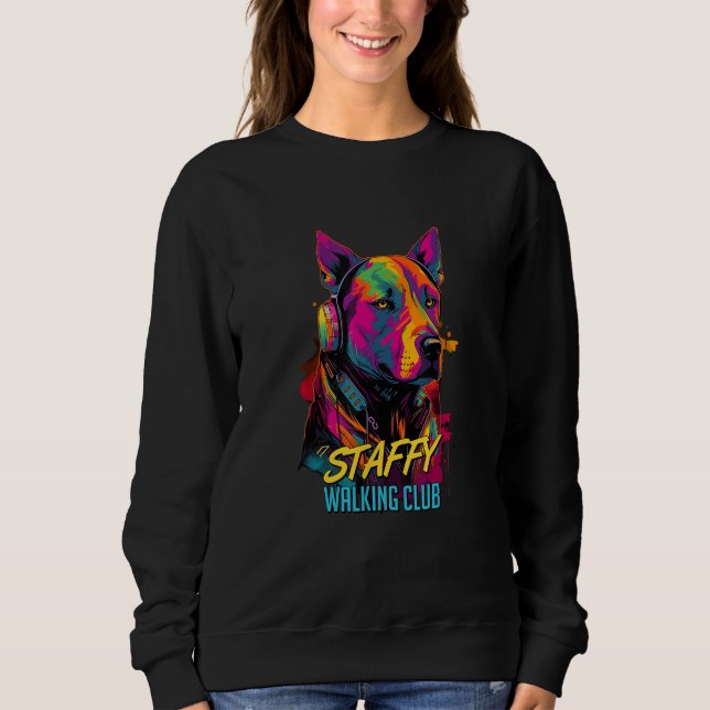Sweatshirt Cyberpunk American Staffordshire Terrier Dog Walki (Devant)