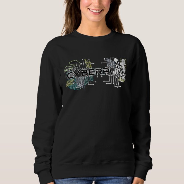 Sweatshirt Cyberpunk Mushroom Trippy Psychedelic Retro Glitch (Devant)