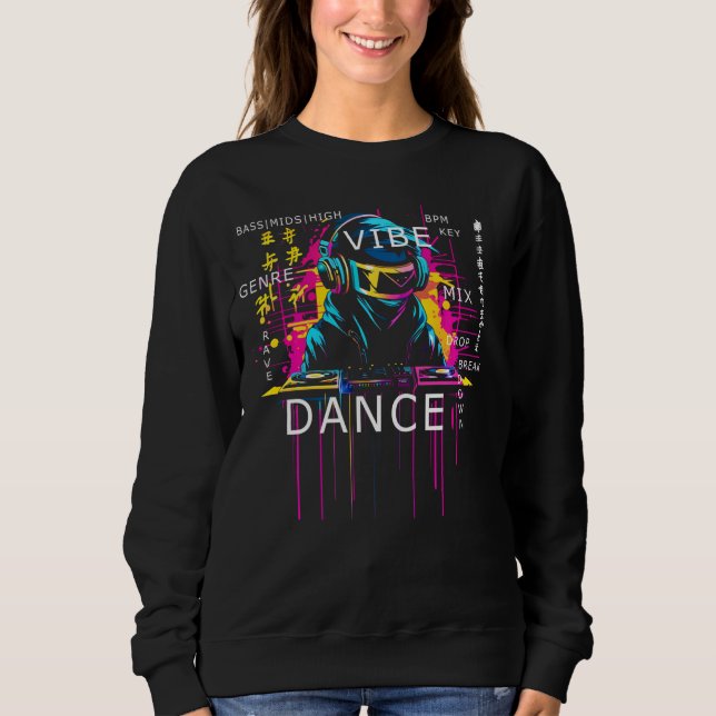 Sweatshirt Cyberpunk Rave DJ Shirt, Retro Futuristic Outrun S (Devant)