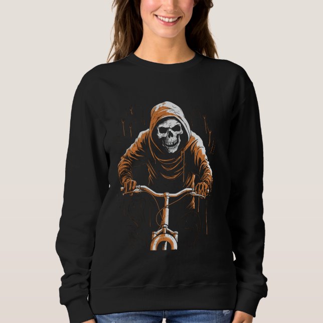 Sweatshirt Cyclisme Crâne Grim Faucheuse Vélo Éffrayant Hallo (Devant)