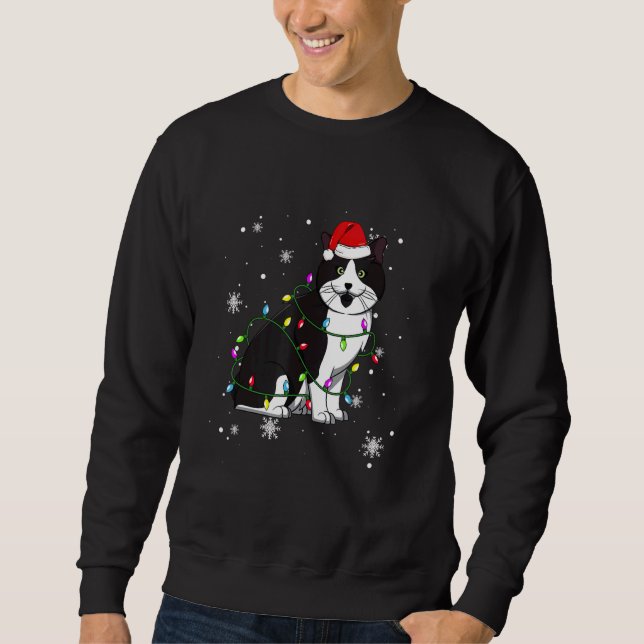 Sweatshirt Cymric Chat Feux de Noël Chat de Noël Père Noël ha (Devant)