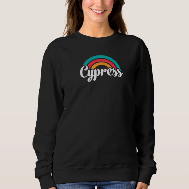 Sweatshirt CYPRESS CA Retro Script Avec Arc-en-ciel  1 (Devant)