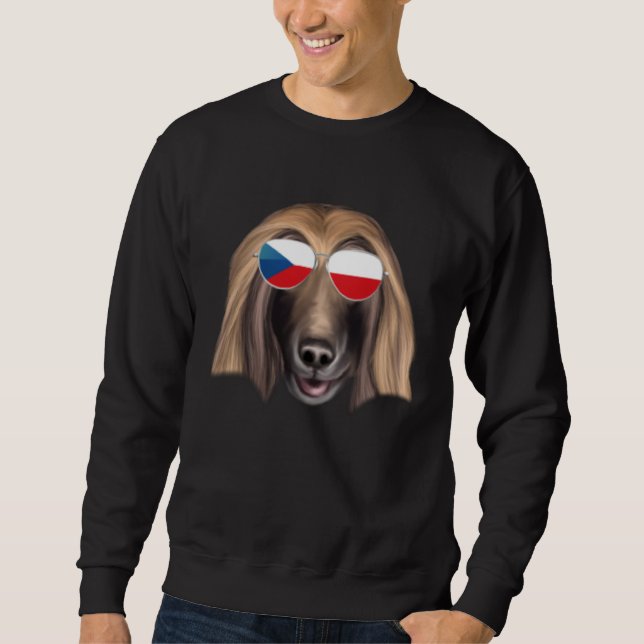 Sweatshirt Czech Flag Afghan Hound Dog Czech Republic Pocket (Devant)