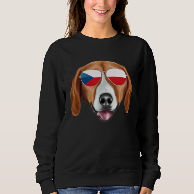 Sweatshirt Czech Flag American Foxhound Dog Czech Republic Po (Devant)