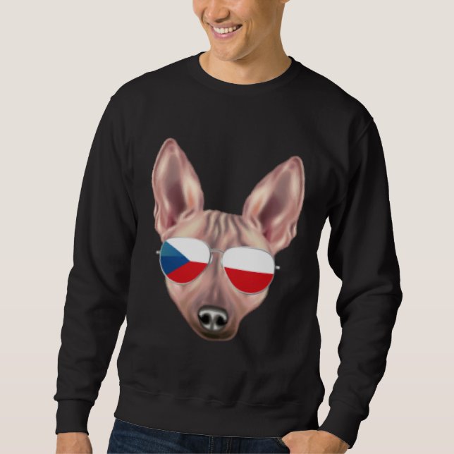 Sweatshirt Czech Flag American Hairless Terrier Czech Republi (Devant)