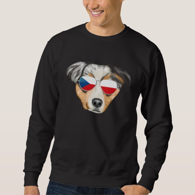 Sweatshirt Czech Flag Australian Shepherd Dog Czech Republic  (Devant)