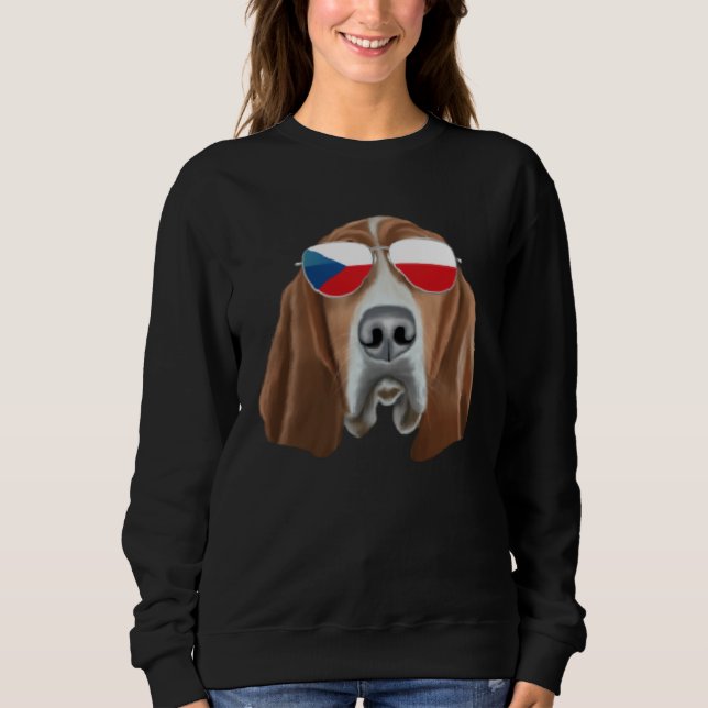 Sweatshirt Czech Flag Basset Hound Dog Czech Republic Pocket (Devant)