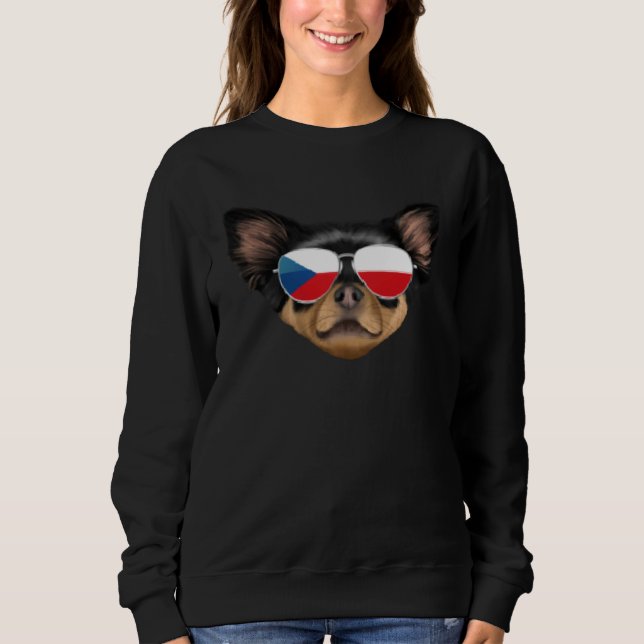 Sweatshirt Czech Flag Black Chihuahua Dog Czech Republic Pock (Devant)