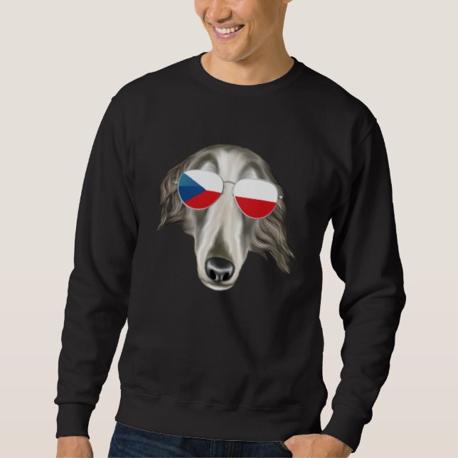 Sweatshirt Czech Flag Borzoi Dog Czech Republic Pocket (Devant)
