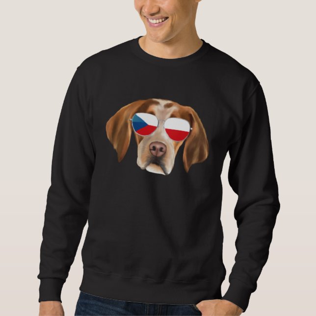 Sweatshirt Czech Flag Brittany Dog Czech Republic Pocket (Devant)