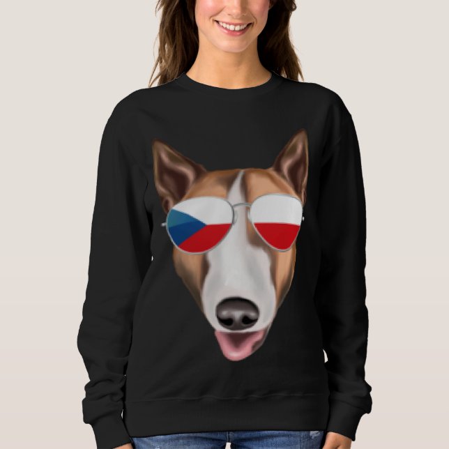 Sweatshirt Czech Flag Bull Terrier Dog Czech Republic Pocket (Devant)