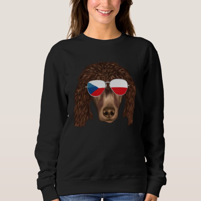 Sweatshirt Czech Flag Irish Water Spaniel Dog Czech Republic  (Devant)