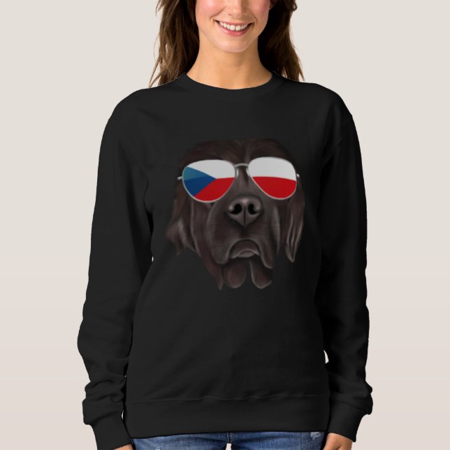 Sweatshirt Czech Flag Newfoundland Dog Czech Republic Pocket (Devant)