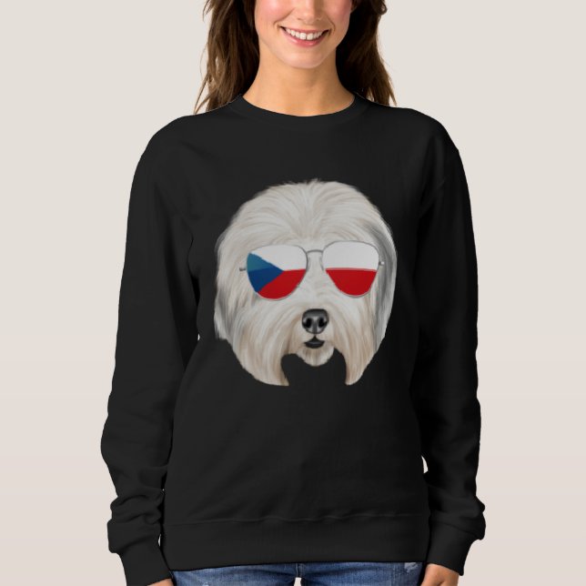 Sweatshirt Czech Flag Old English Sheepdog Dog Czech Republic (Devant)