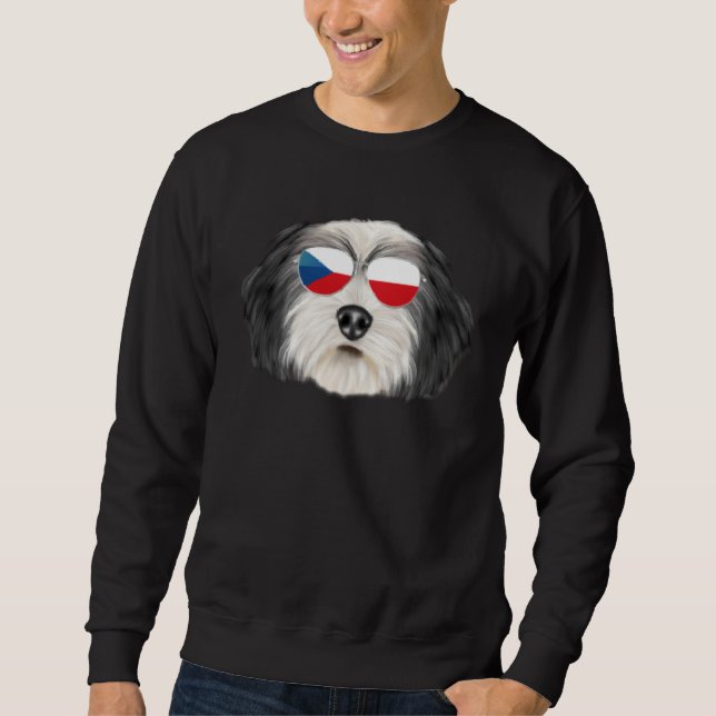 Sweatshirt Czech Flag Polish Lowland Sheepdog Dog Czech Repub (Devant)
