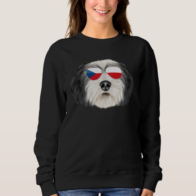 Sweatshirt Czech Flag Polish Lowland Sheepdog Dog Czech Repub (Devant)