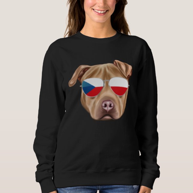 Sweatshirt Czech Flag Usa Staffordshire Terrier Czech Republi (Devant)
