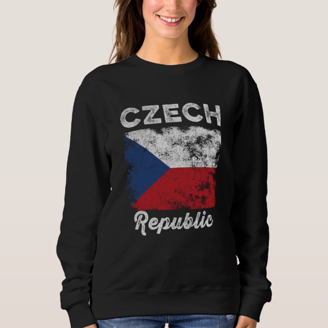 Sweatshirt Czech Republic Flag Distressed Men Women Kids Czec (Devant)