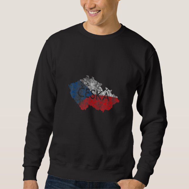 Sweatshirt Czech Republic Map and Flag Souvenir  Distressed C (Devant)